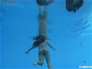 Swimming bare with stunning eurobabes